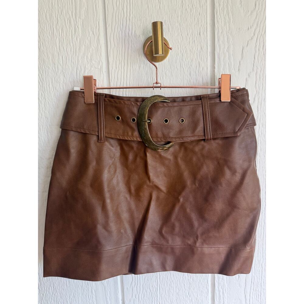 NWT Show Me Your Mumu Women's Maverick Faux Leather Belted Mini Skirt XS